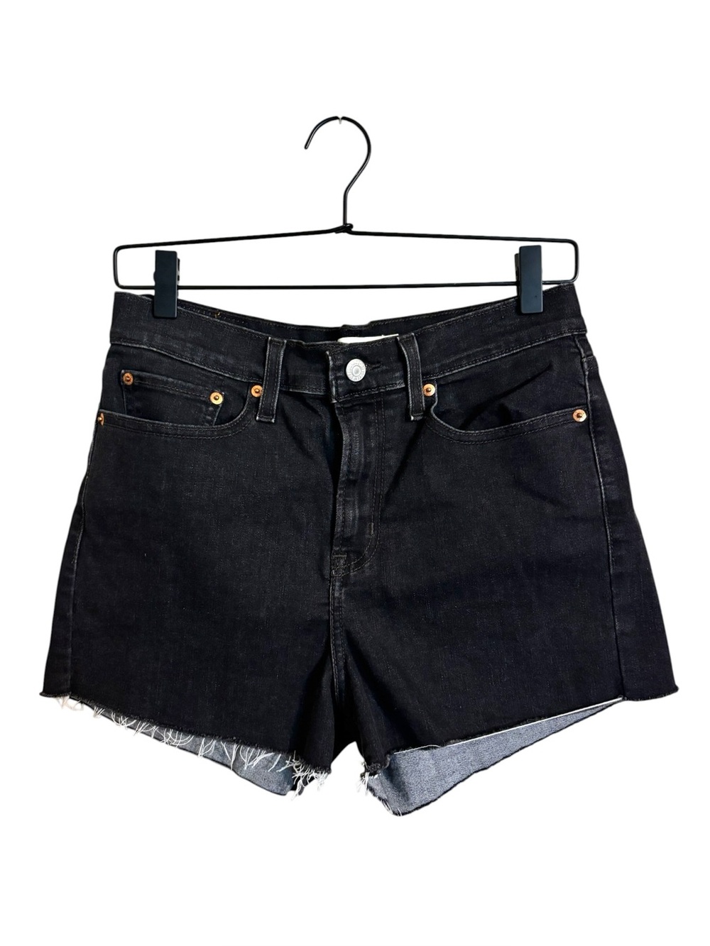 Levi’s Black High Rise Shorts Raw Hem Size 29